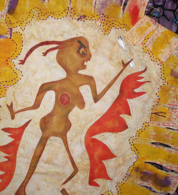 woman with a fork in her hand detail